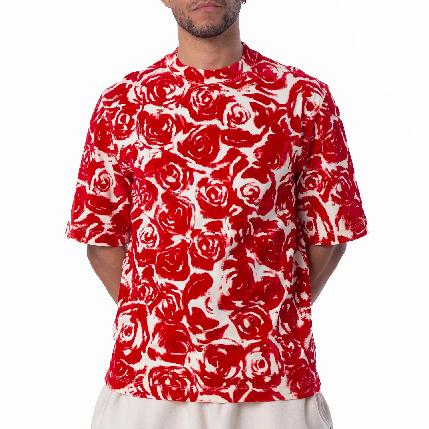 Футболка с принтом All Over Rose Print Cotton T Shirt Burberry, Pillar Ip Pattern