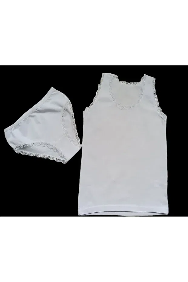 Детский комплект для девочек хлопковый с кружевом Dondeza, White — фото 2