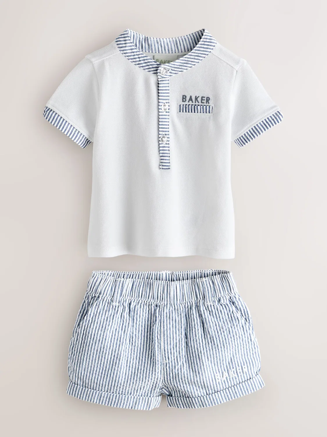 Комплект из поло и шорт, Grandad Collar Baker by Ted Baker, Белый/Синий
