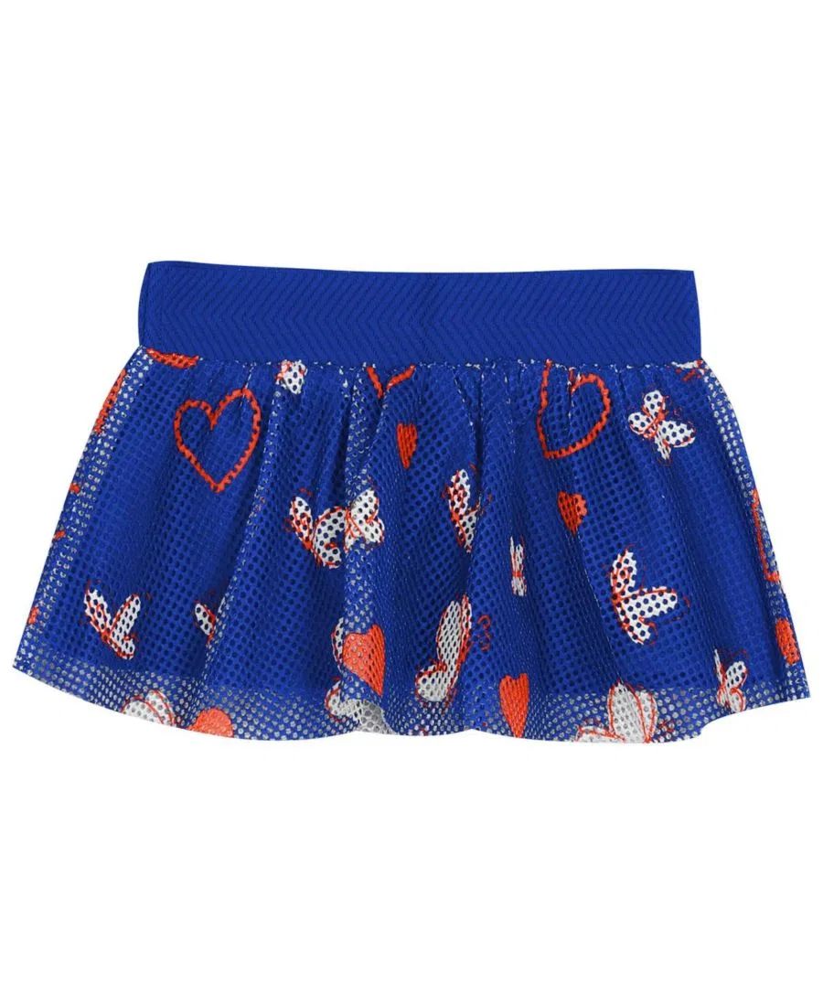 Комплект для малышки с боди, повязкой на голову и юбкой с принтом New York Mets Outerstuff, White Blue — фото 4