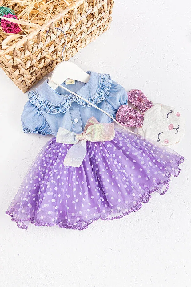 Детское платье для девочек с принтом Polka Dot Tulle Summer Babymod, Lila