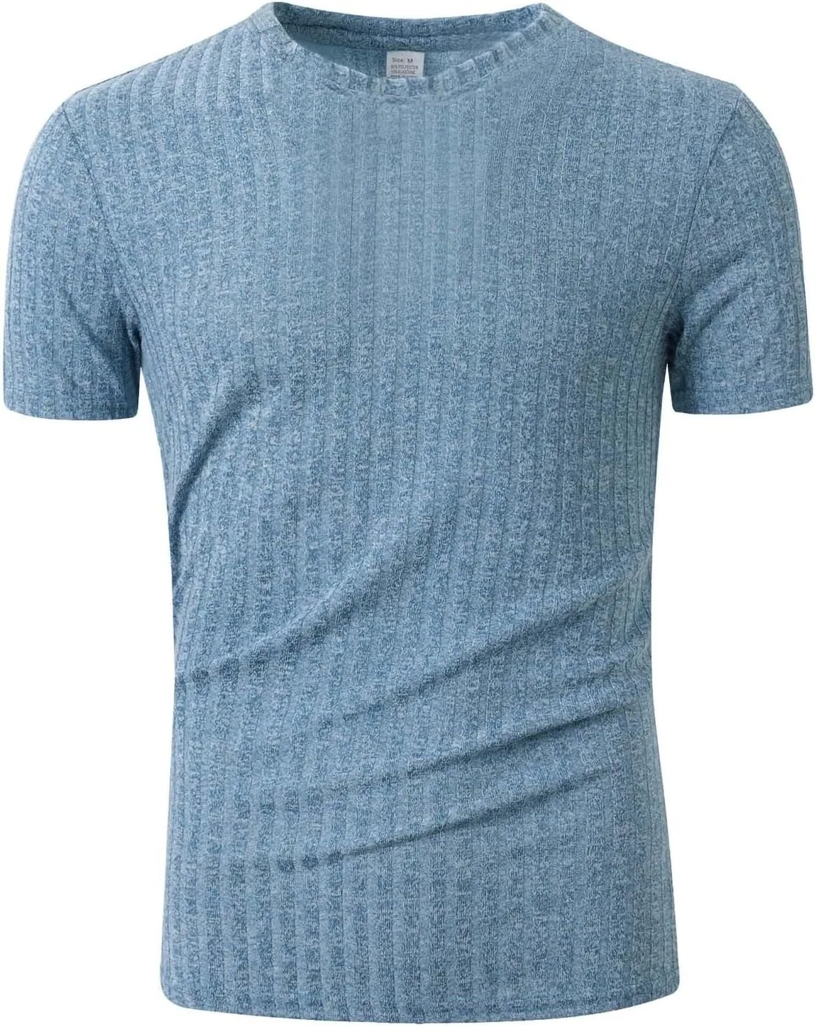 Мужская облегающая футболка с ребристой текстурой, Light Blue — фото 4