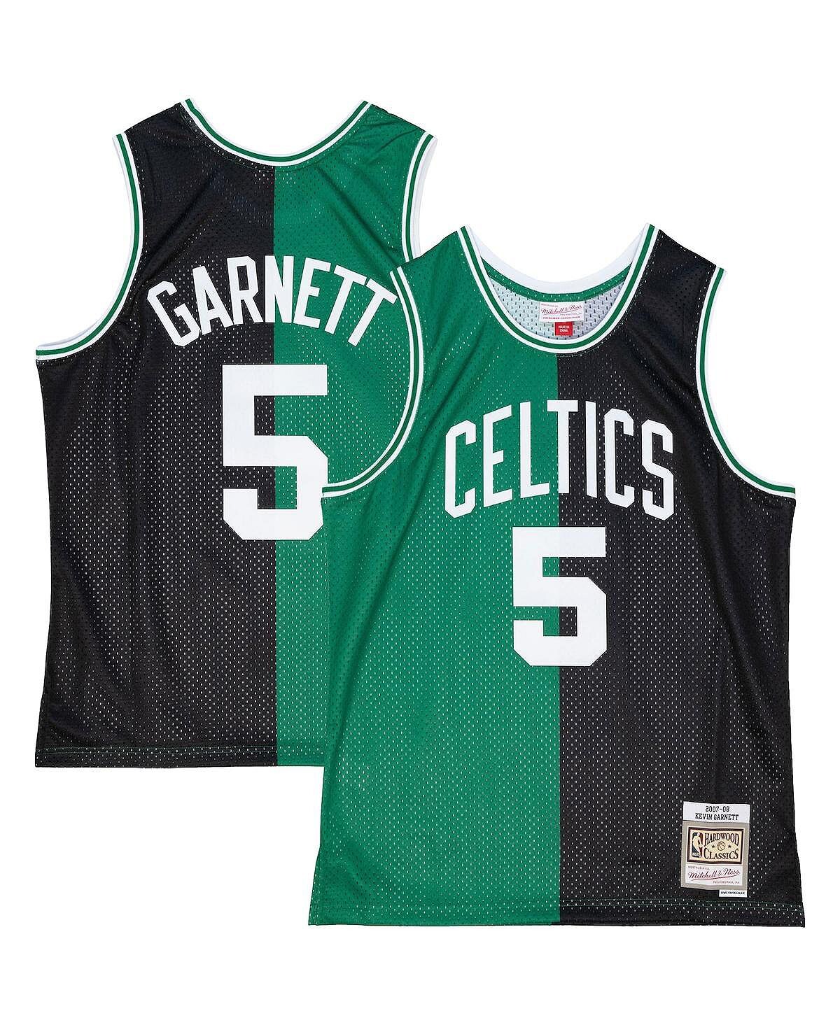 

Мужская футболка kevin garnett black, kelly green boston celtics hardwood classics 2007-08 split swingman jersey Mitchell & Ness, мульти
