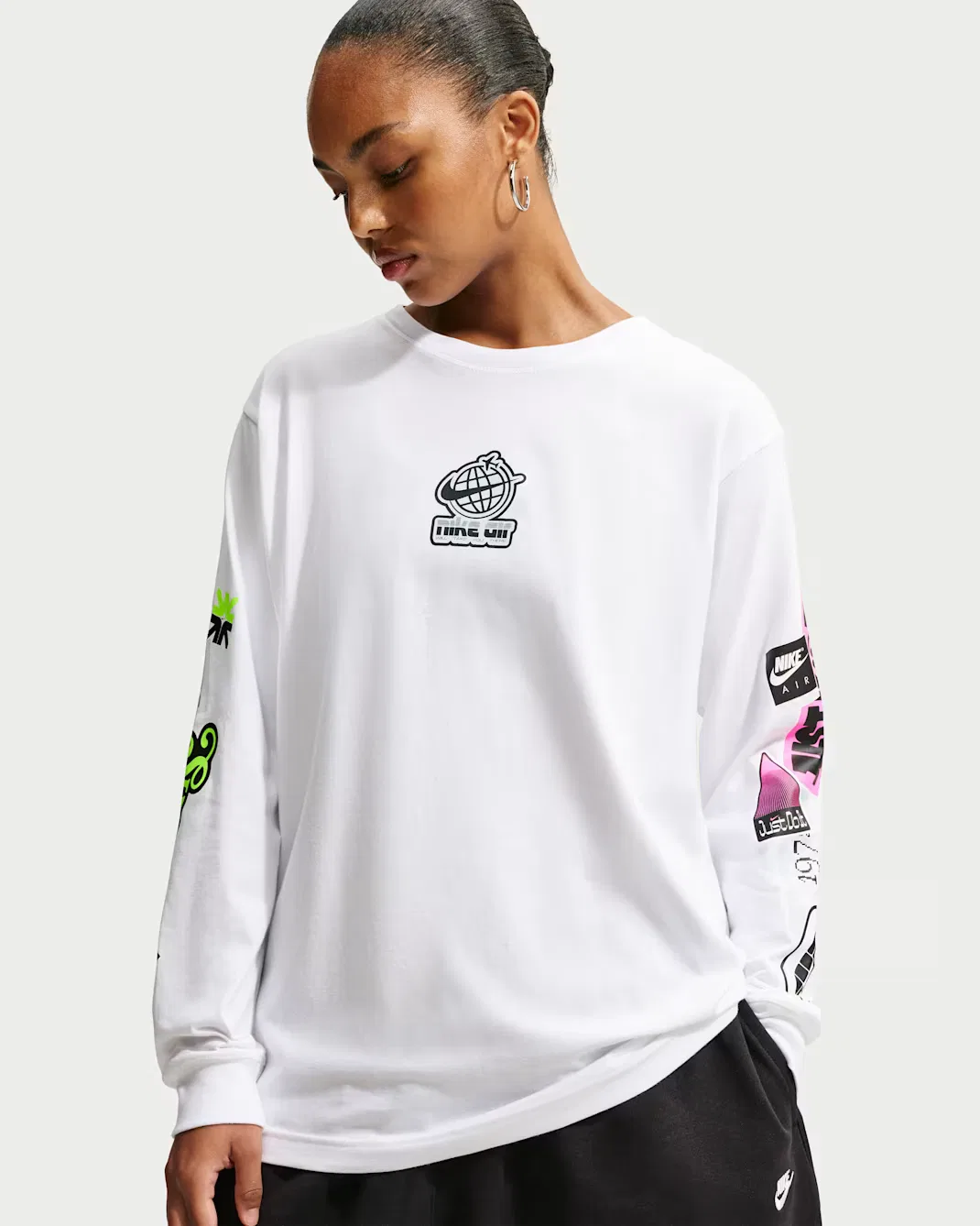 Женская футболка с длинными рукавами свободного кроя Nike Sportswear Classic, White