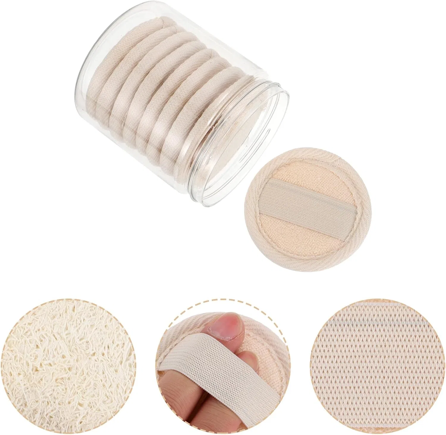 Мочалка для лица Loofah Pads IWOWHERO, 10 шт, 6.5x6.5x0.7 см, Beige — фото 2