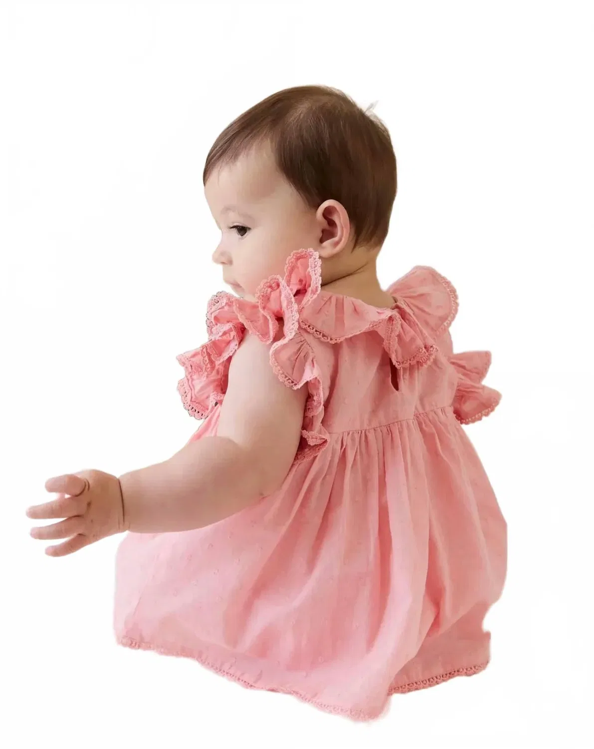 Детский боди-комбинезон с коротким рукавом и воланами Frannie Playsuit Jamie Kay, Swiss Dot — фото 2