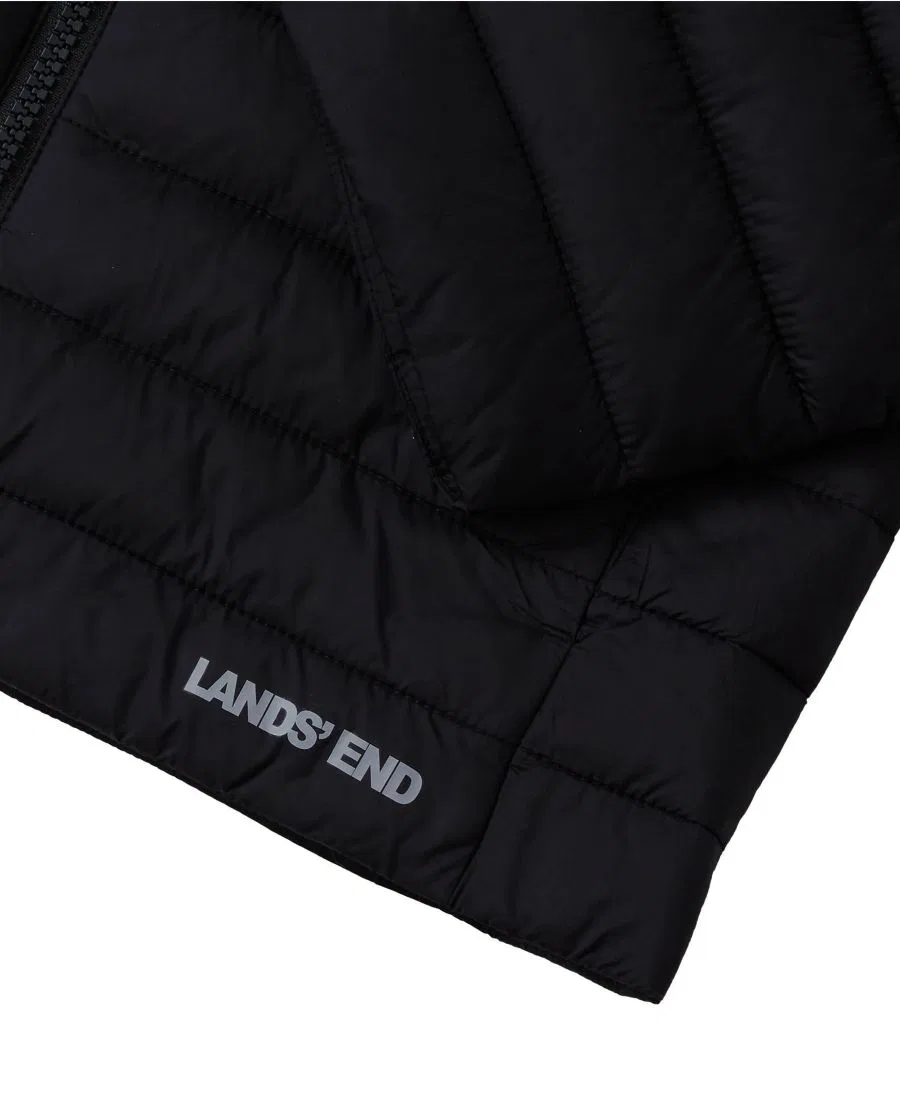 Детская куртка с капюшоном, утепленная PrimaLoft Lands' End, Black — фото 4