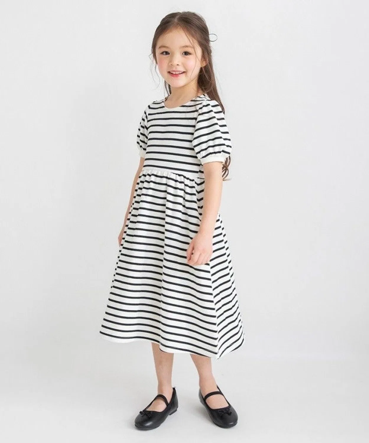 Детское платье с объемными рукавами и флер-силуэтом, модель Cut Jacquard, branshes, Ivory
