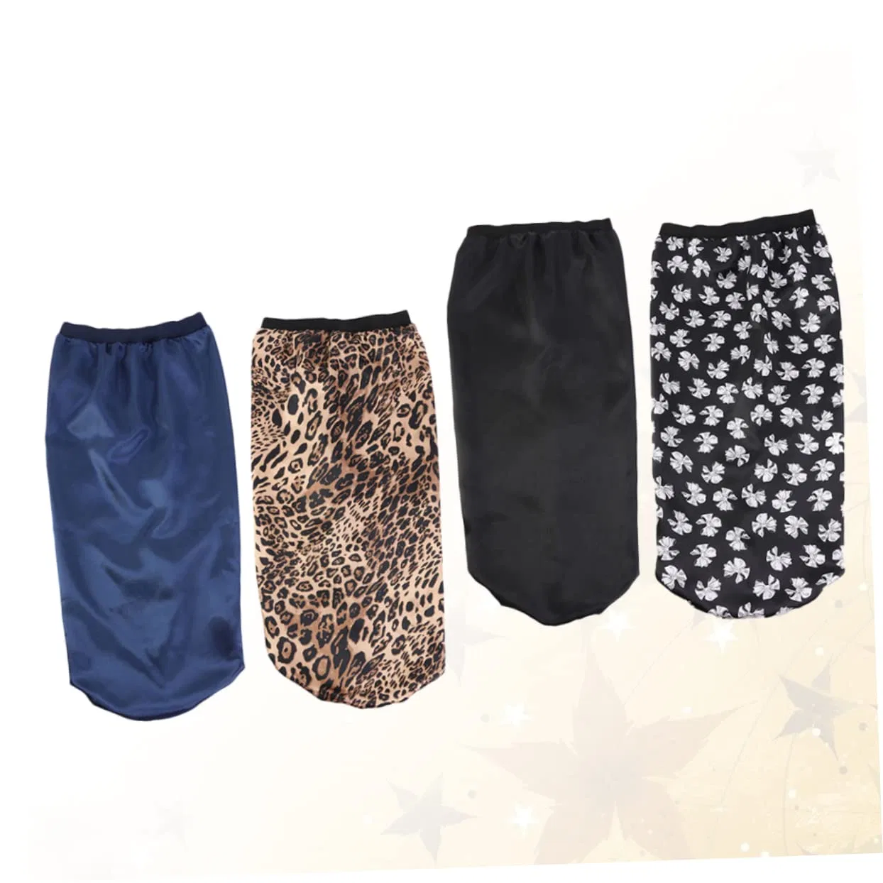 Набор шапок для сна из 4 шт, VINTORKY, Black, Navy, Black Bow, Leopard — фото 4