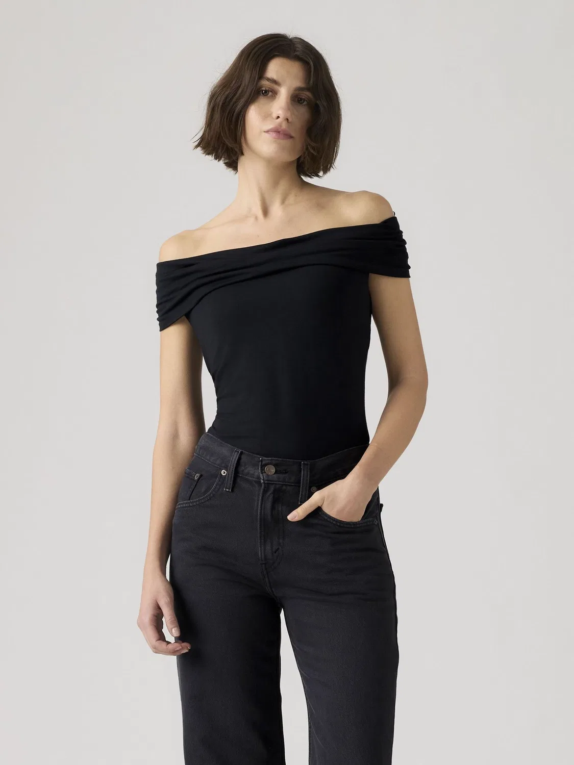 Топ с перекрученным вырезом Tori Levi's, Anthracite Night