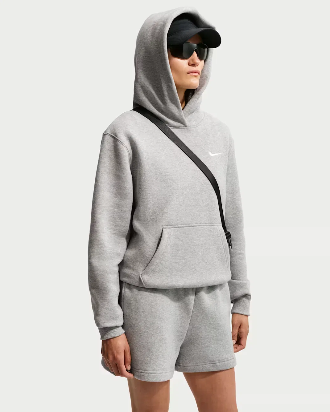Женская толстовка с капюшоном Nike Studio Fleece Medium Weight, Dark Grey Heather/Sail — фото 3