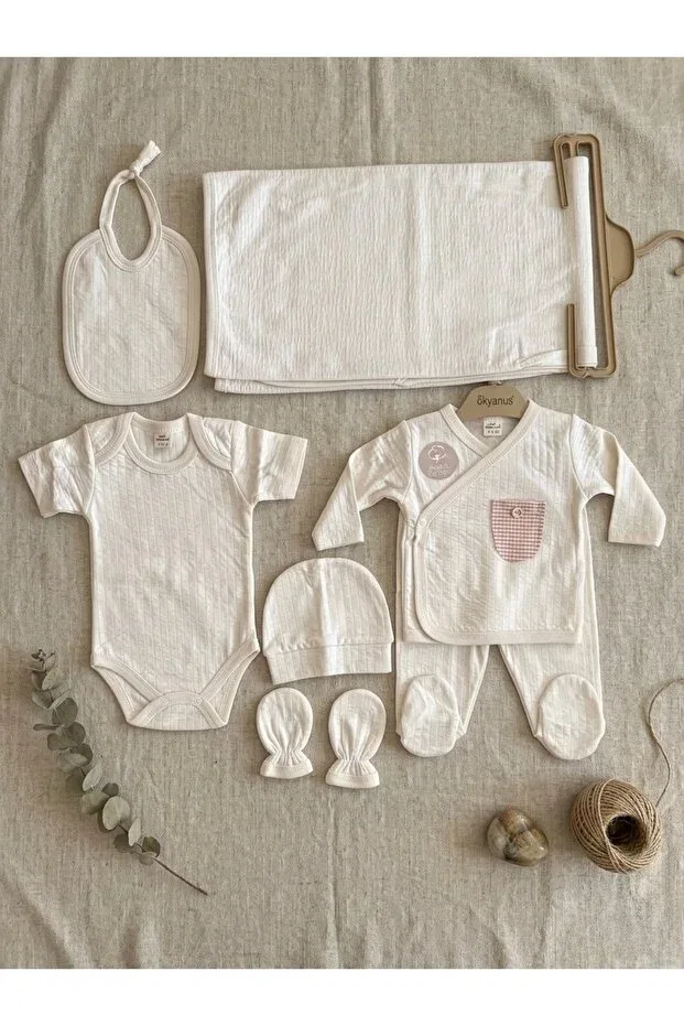 Детский комплект для новорожденных из муслина 7 предметов Mini Okyanus Bebe, Beige — фото 2
