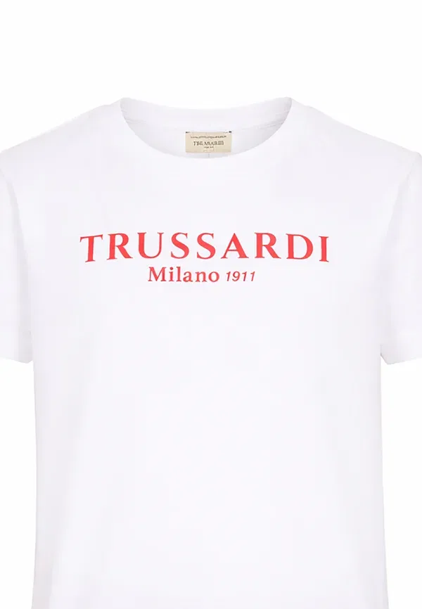 Брюки хлопковые Tru Trussardi Junior, White, белый — фото 3