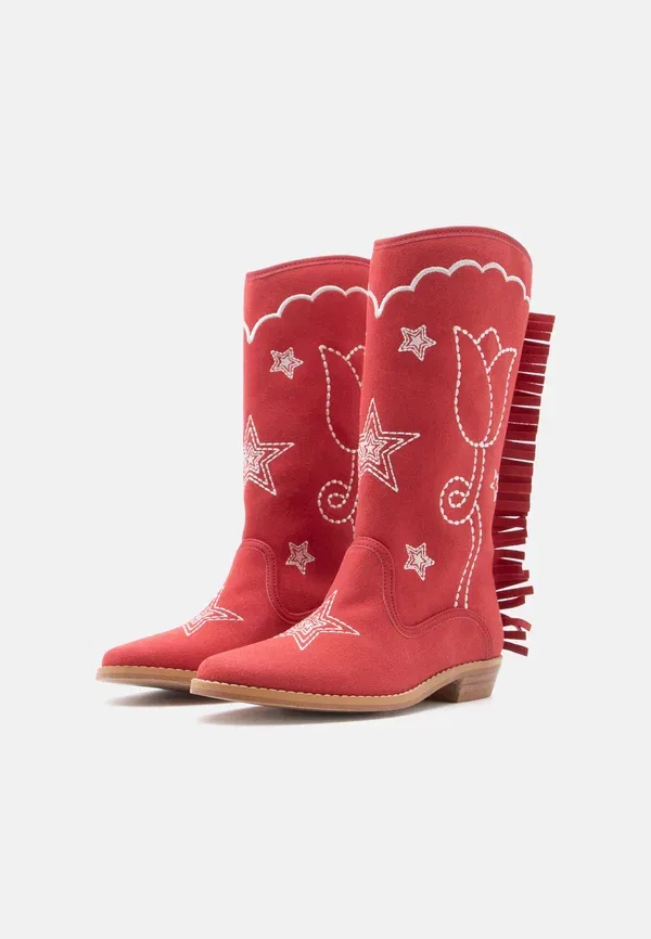 Ботинки с цветочным принтом Cowboy/biker boots Stella Mccartney Kids, rosso, красный — фото 2