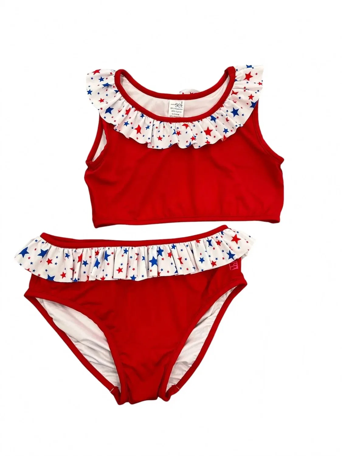 Детский раздельный купальник с ярким принтом Megan Set Athletics, Red/White/Blue — фото 2