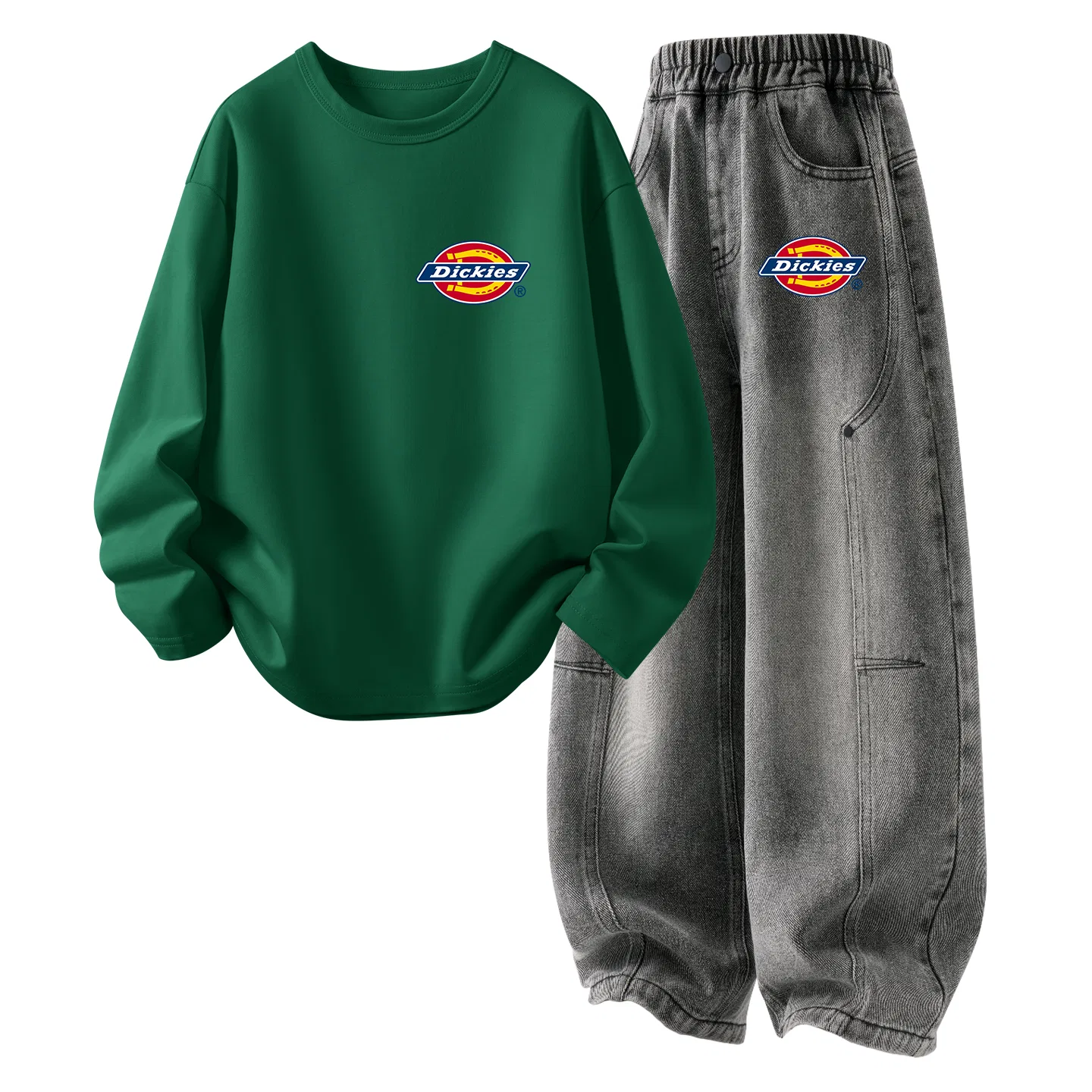 Детский комплект из футболки и аксессуара Dickies, Standard Thick K Vintage Green+Silicone Standard K Gray Black