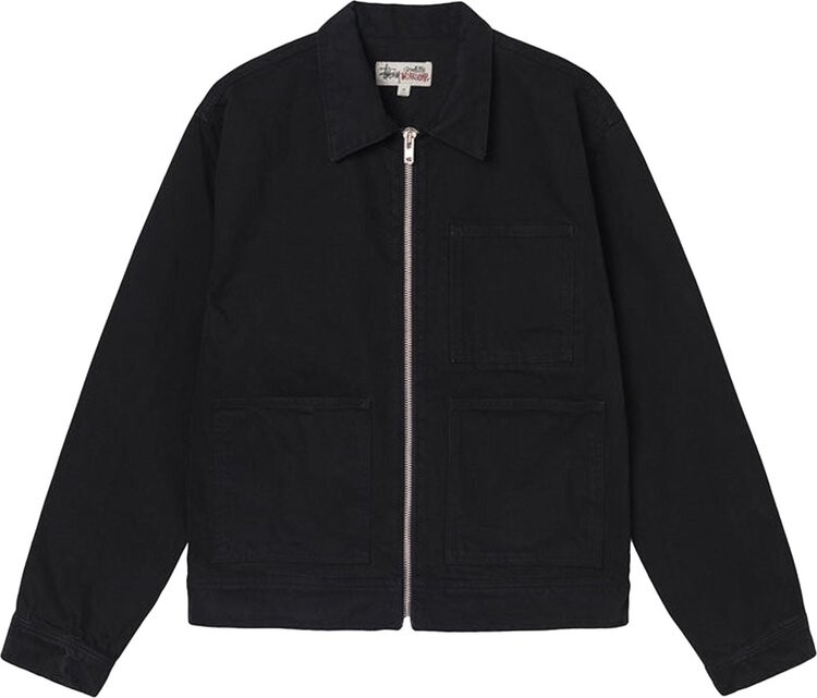 

Куртка Stussy Overdyed Zip Work Jacket 'Black', черный