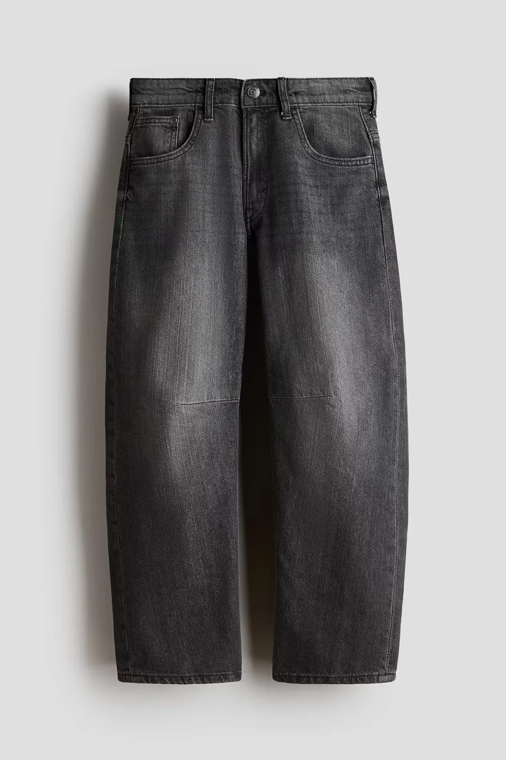 Свободные джинсы-бочонки H&M, Ausgewaschenes Denimschwarz — фото 4