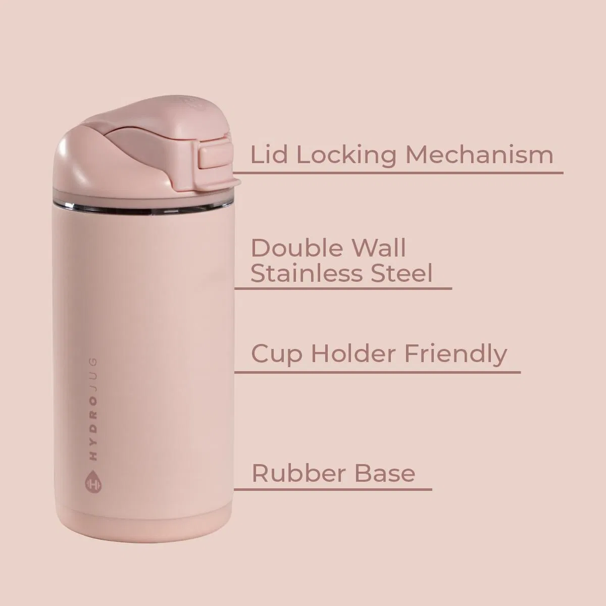 Детская бутылка для воды 414 мл с двойной крышкой и трубочкой Ease2o Kids HydroJug, Dusty Rose — фото 2