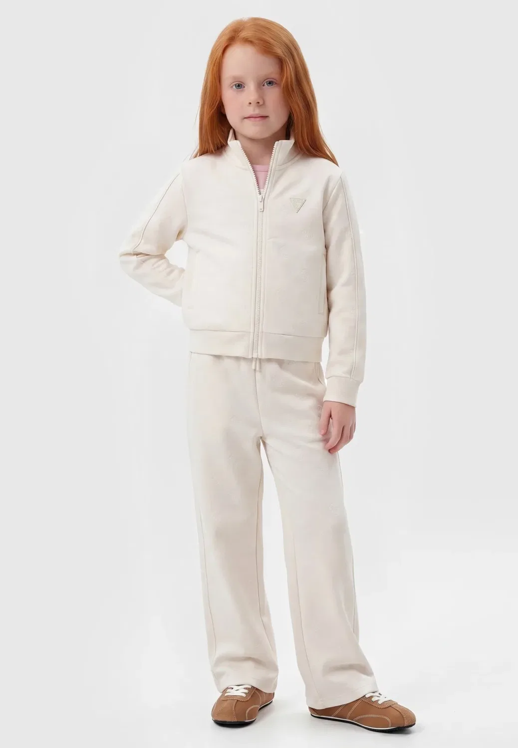Толстовка с логотипом Dreieck - толстовка на молнии Guess, Creme
