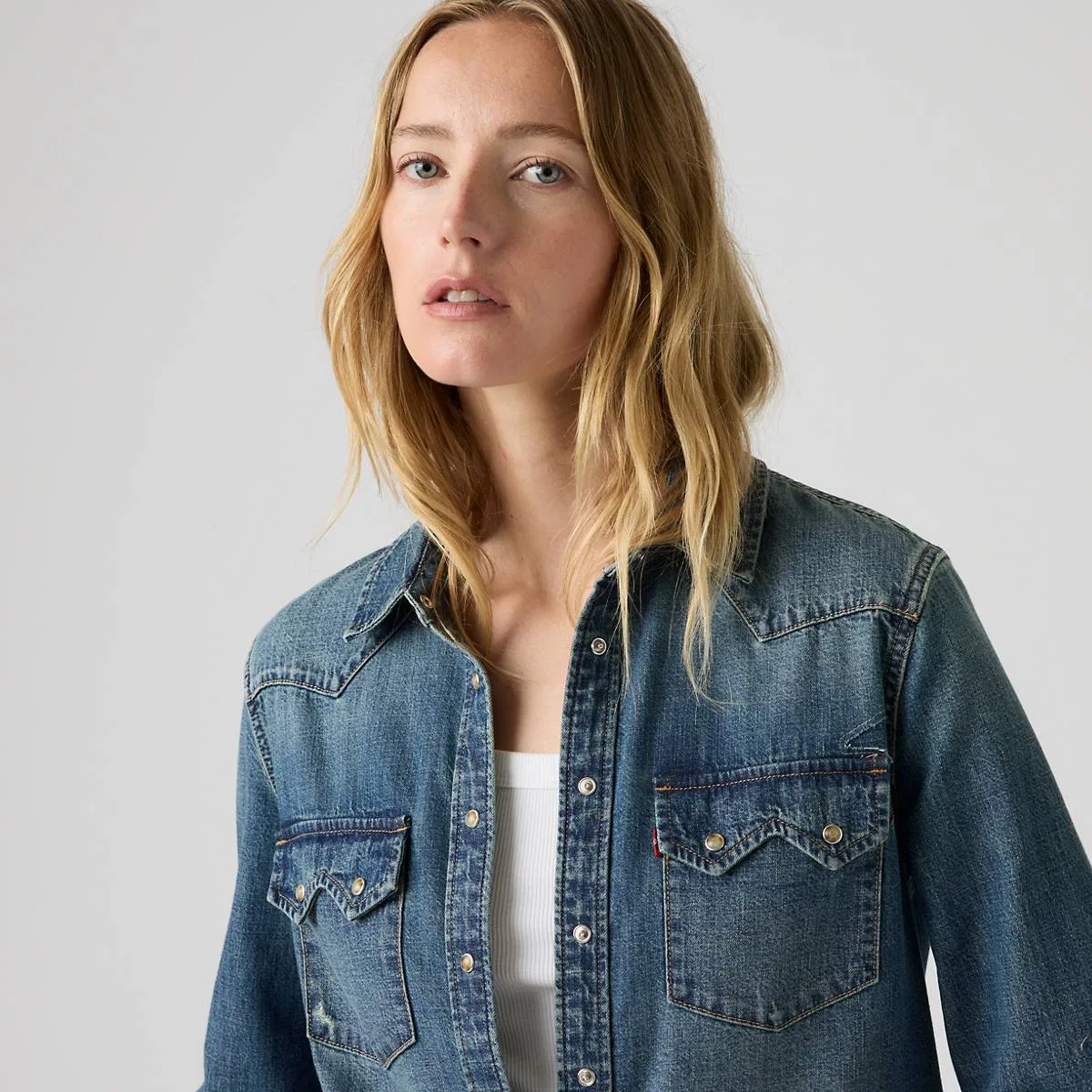 Рубашка в западном стиле с зубчатым узором Levi's, Craft Of Love Western - Blue — фото 2