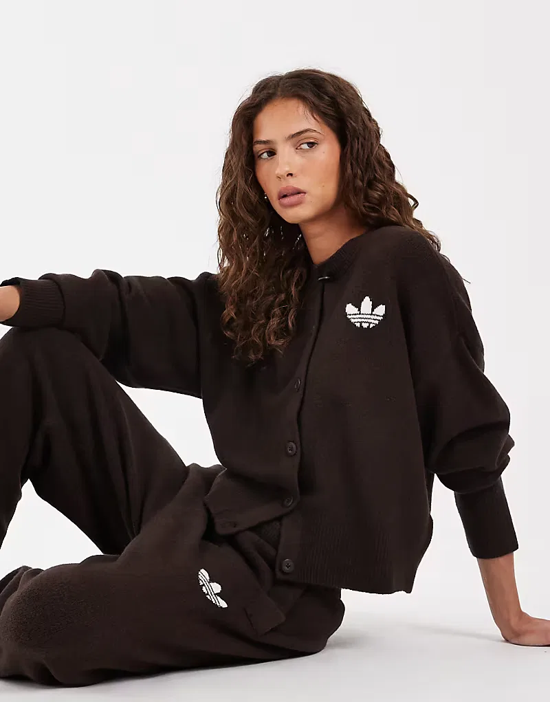Вязаный кардиган Adidas Originals, коричневый
