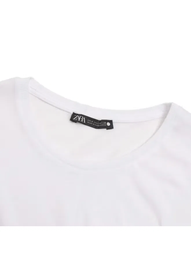 Футболка свободная оверсайз Zara, белый — фото 4