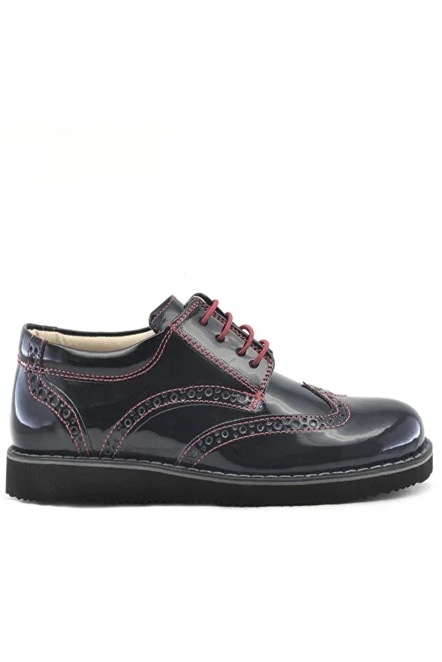 Детские кеды для мальчиков из искусственной кожи Hidra black patent leather laced casual boys' shoes Rakerplus, Black — фото 3
