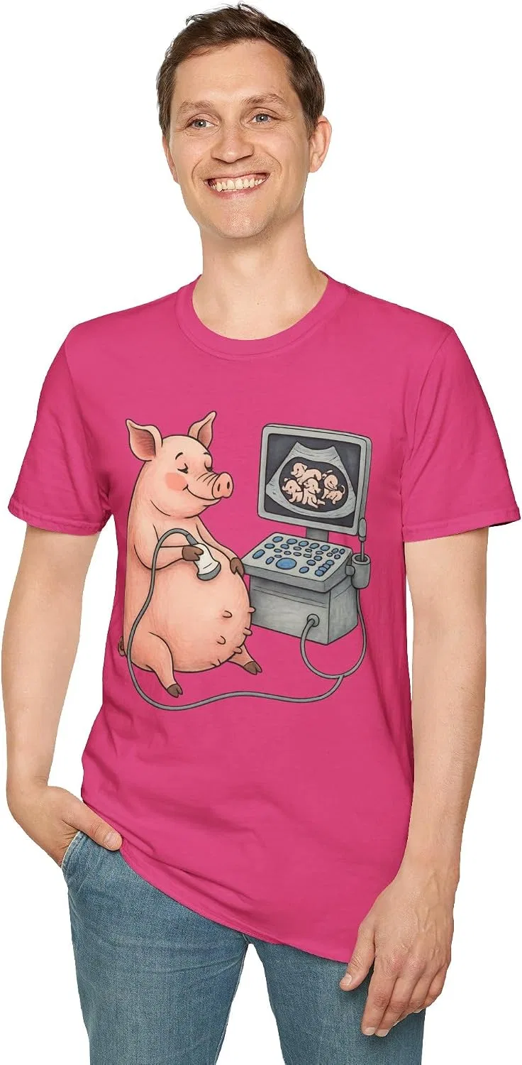 Женская футболка с принтом Pregnant Pig Ultrasound, Heliconia — фото 4