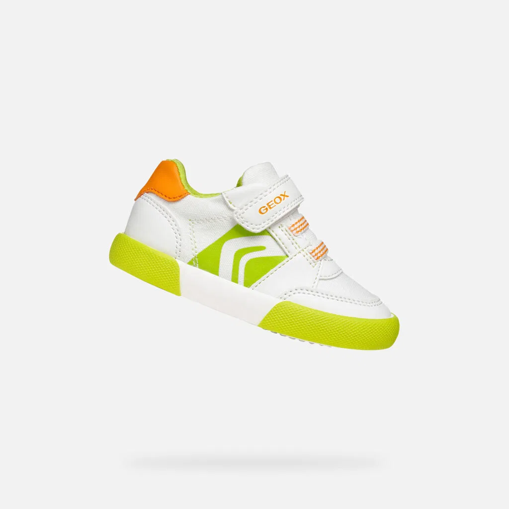 Детские кроссовки с липучкой Geox Gisli A, Weiss Fluoreszierendes Neongrun