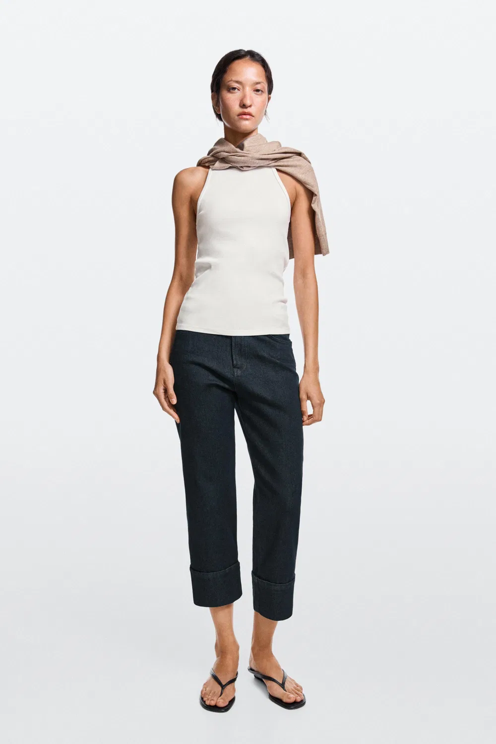 Джинсы Massimo Dutti Capri With Turn-Up Hems , темно-синий — фото 3