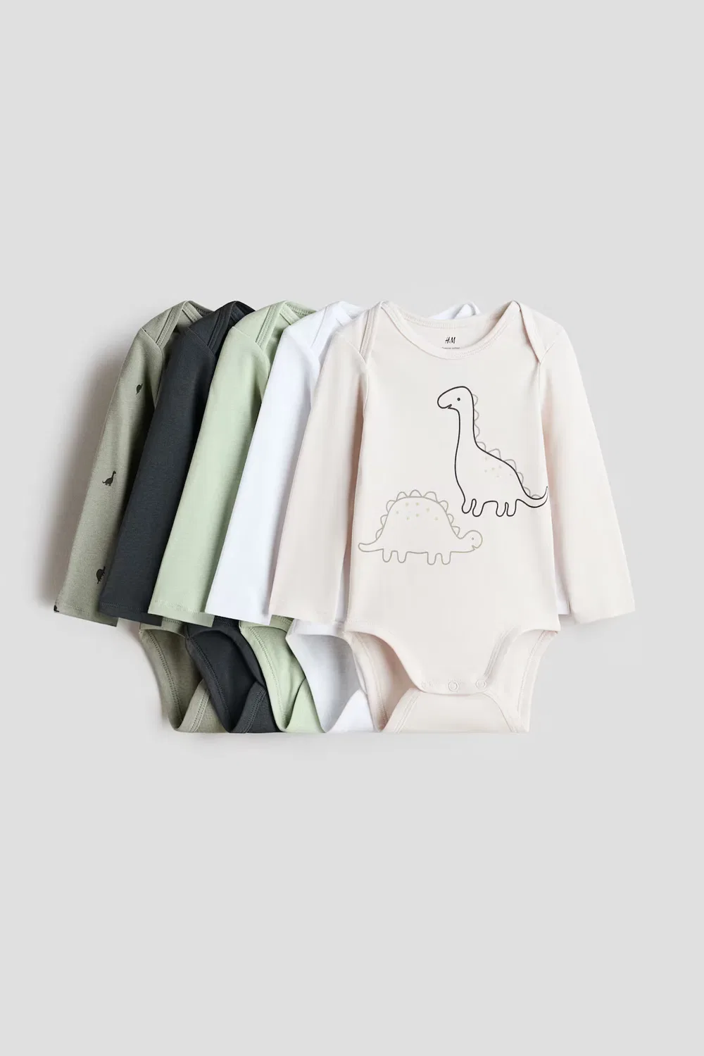 Набор из 5 боди с длинными рукавами H&M, Grün/Dinosaurier