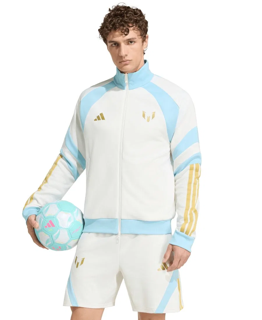 Куртка-трек с воротником-стойкой, длинным рукавом, Messi House of Tiro adidas, Off White