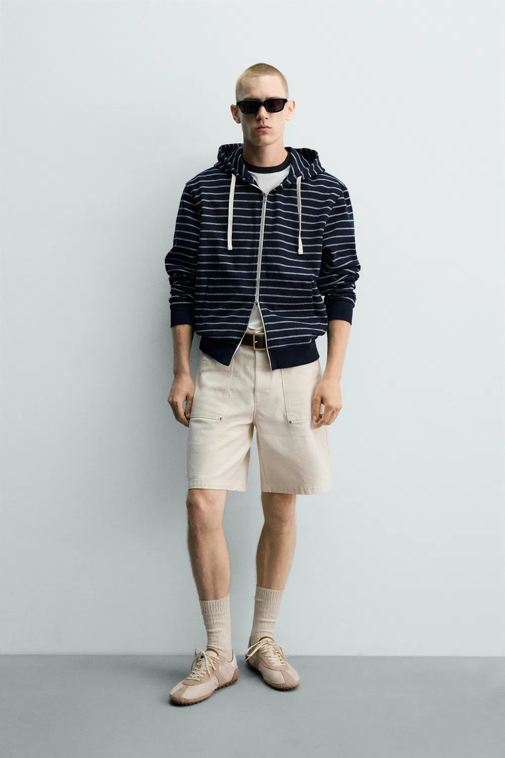 Шорты-бермуды прямого кроя с карманами ZARA, White