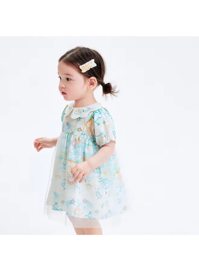 Платье с пышной юбкой из фатина Balabala, бело-голубой — фото 3