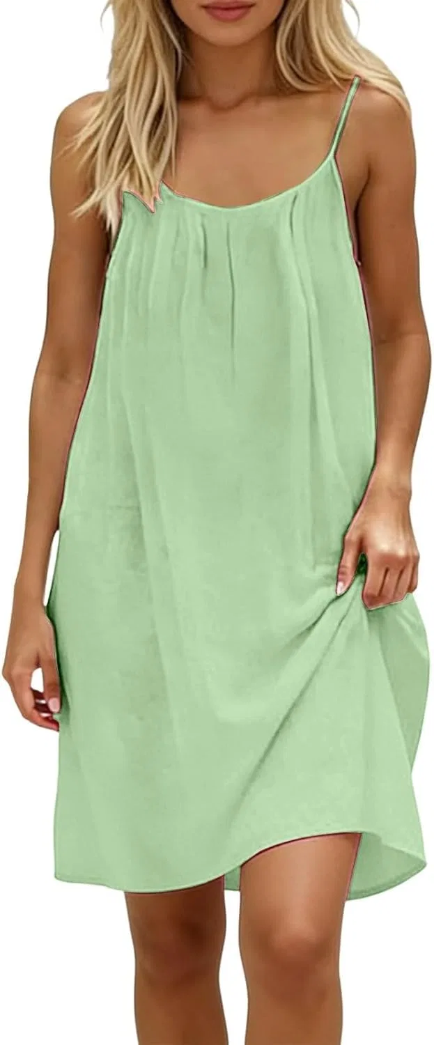 Женское пляжное платье на бретелях с открытой спиной Backless Cami Dress, Green — фото 2