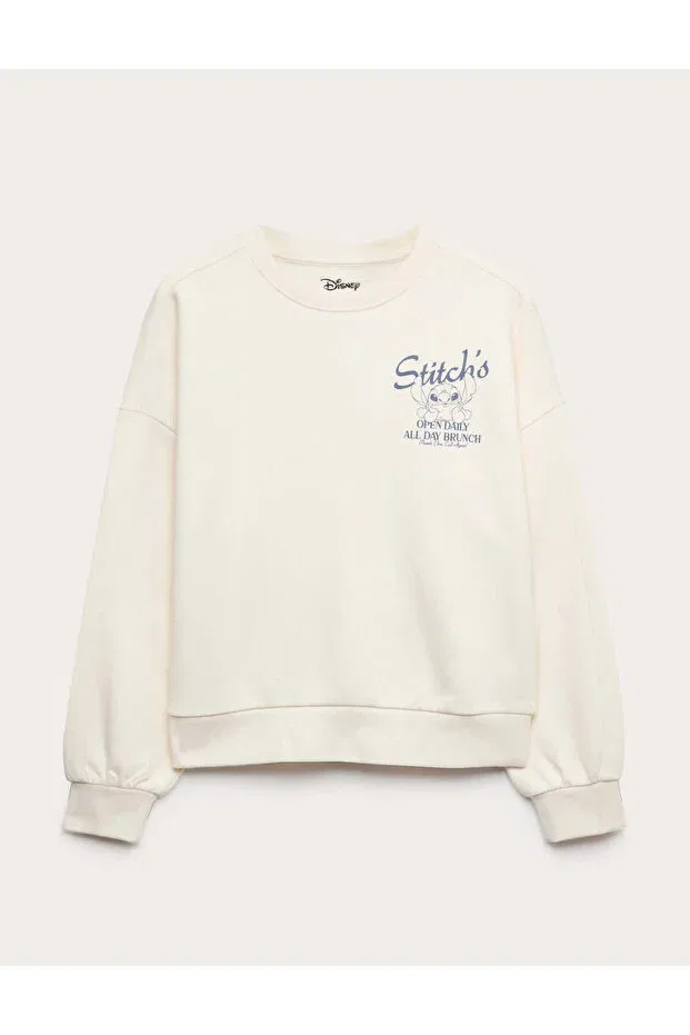 Детское для девочек свитшот с принтом Stitch sweatshirt Marks & Spencer, Nude Color