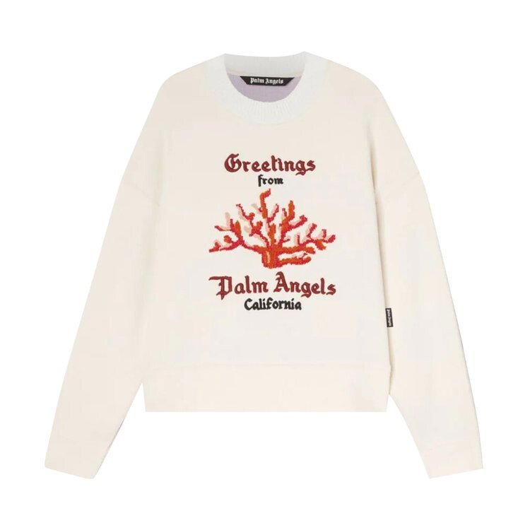 Толстовка Palm Angels Coral Mix Knit Crewneck 'Off White/Red', белый — фото 2