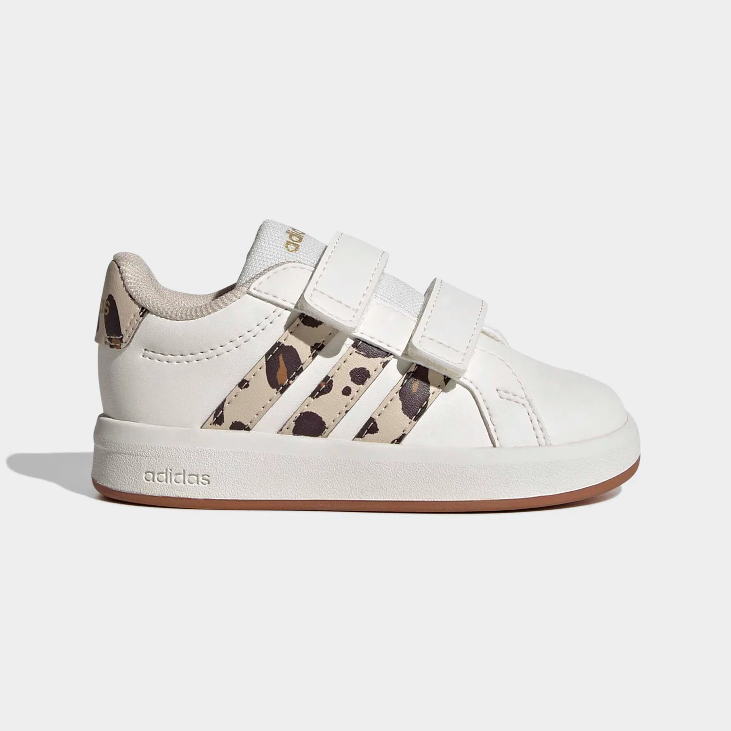 Детские кроссовки на липучках Grand Court 3.0 Adidas Sportswear, White/Crystal Linen/Aurora Coffee — фото 2