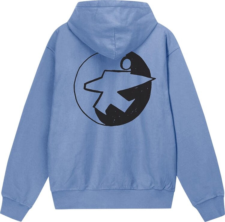 Худи Stussy x Our Legacy Work Shop Surfman Pigment Dyed Hoodie 'Blue', синий — фото 3