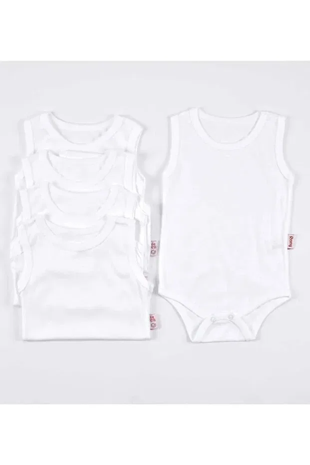 Детское боди-комбинезон без рукавов ребристый комплект 5 шт Hobistan modaicon baby ribbed sleeveless bodysuit set, Generic Brands, White