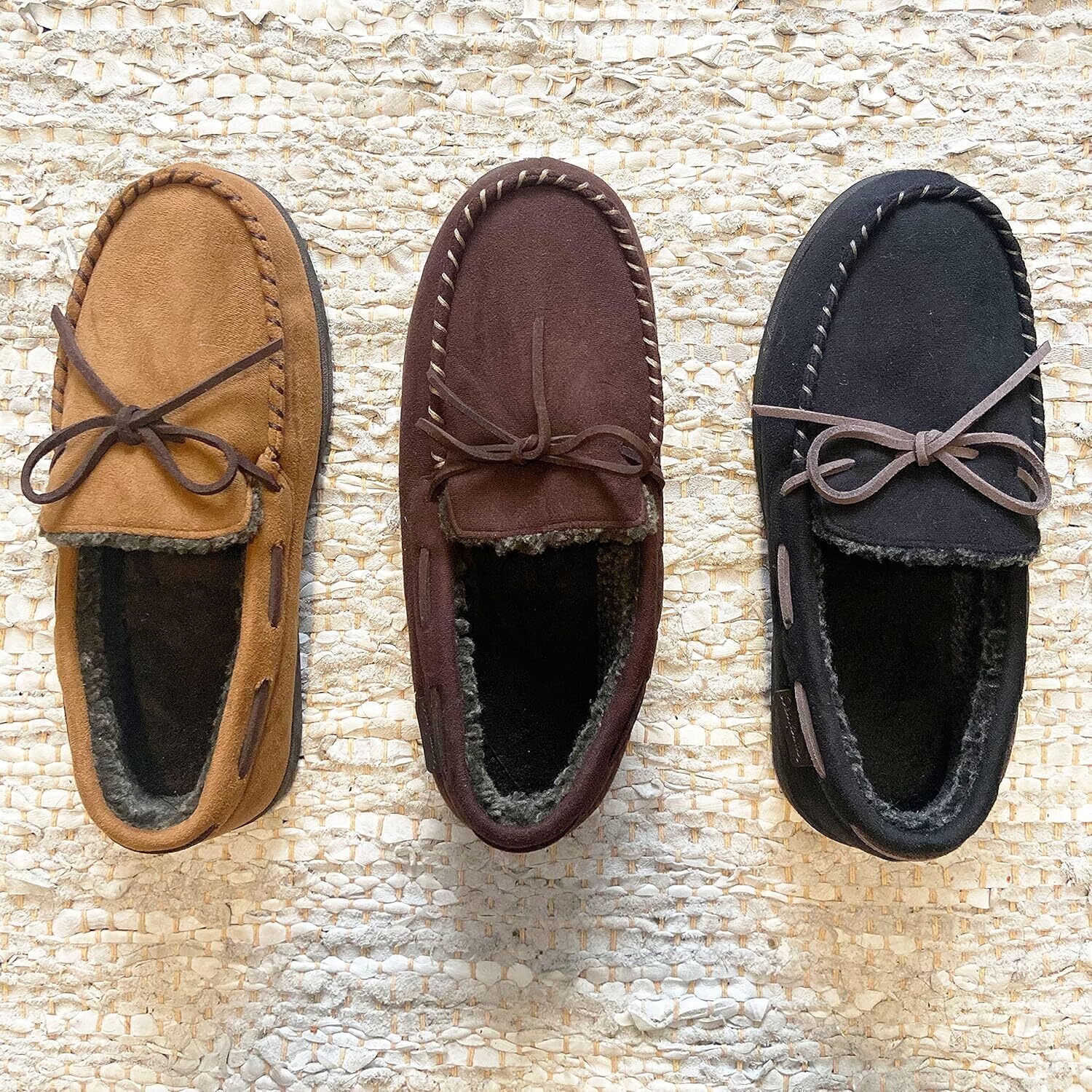 Мужские мокасины Dearfoams из микросуэда с завязками, черный — фото 2