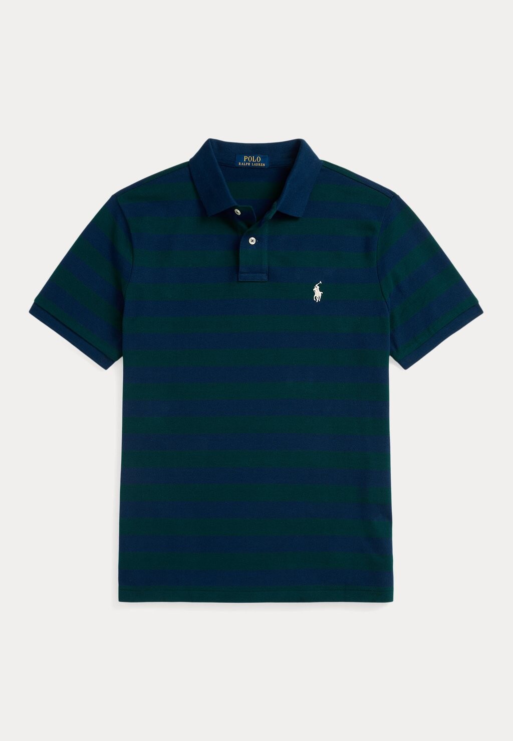 

Поло CUSTOM SLIM FIT STRIPED MESH POLO SHIRT Ralph Lauren, темно-зеленый