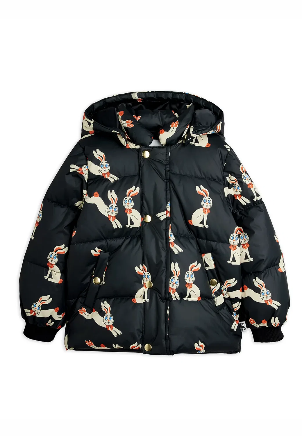 Куртка-Пуховик с капюшоном в виде кролика, унисекс - зимняя куртка Mini Rodini, Black