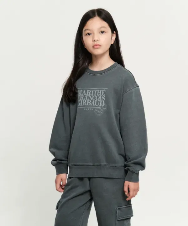 Свитшот детский с эффектом выцветания, Marithé Kids, charcoal
