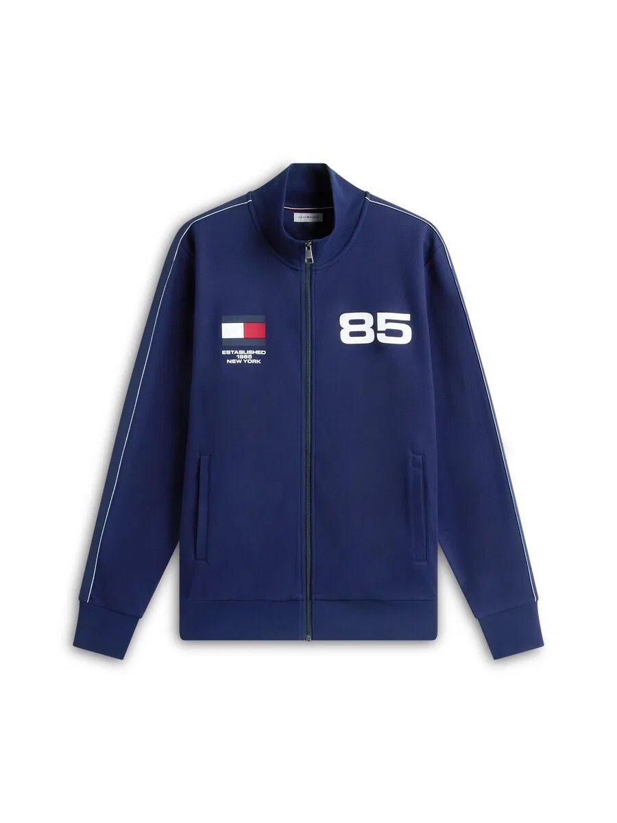 Худи на молнии TOMMY HILFIGER 'Interlock Track' темно-синего цвета
