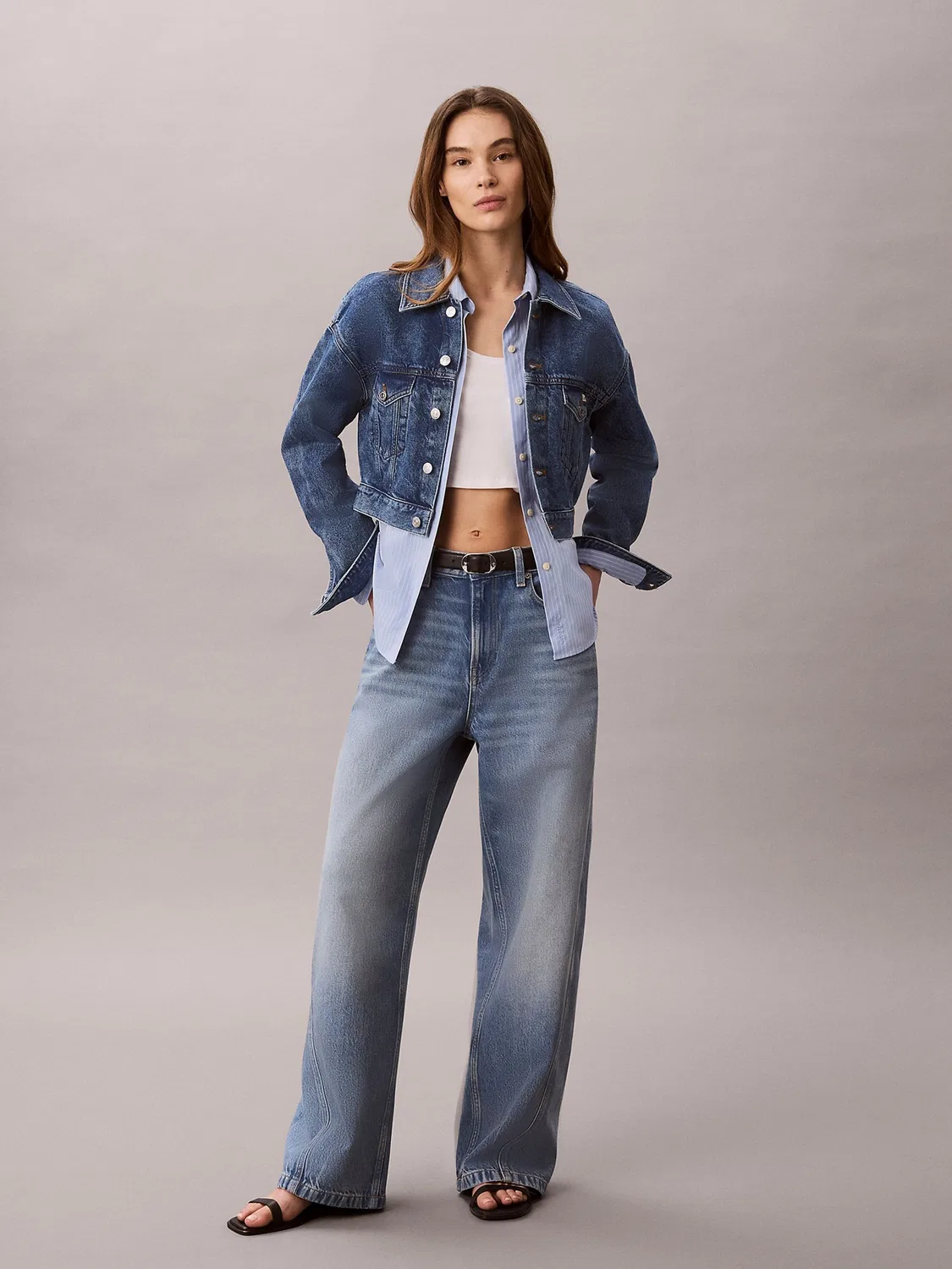 Джинсы мешковатые Calvin Klein, низкая посадка, синие