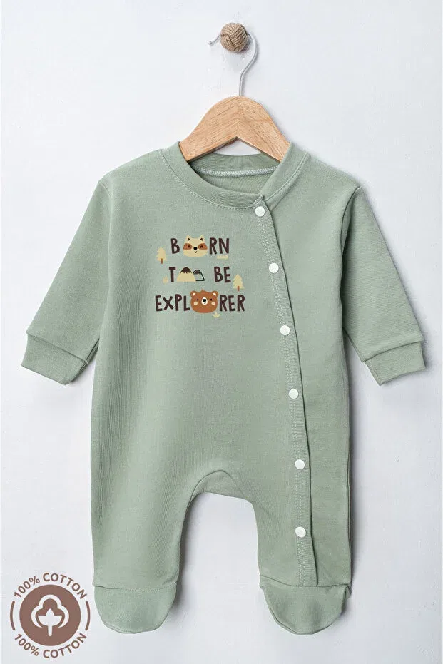 Детский комбинезон-боди с принтом Born to Be Printed Miniel, Green — фото 4