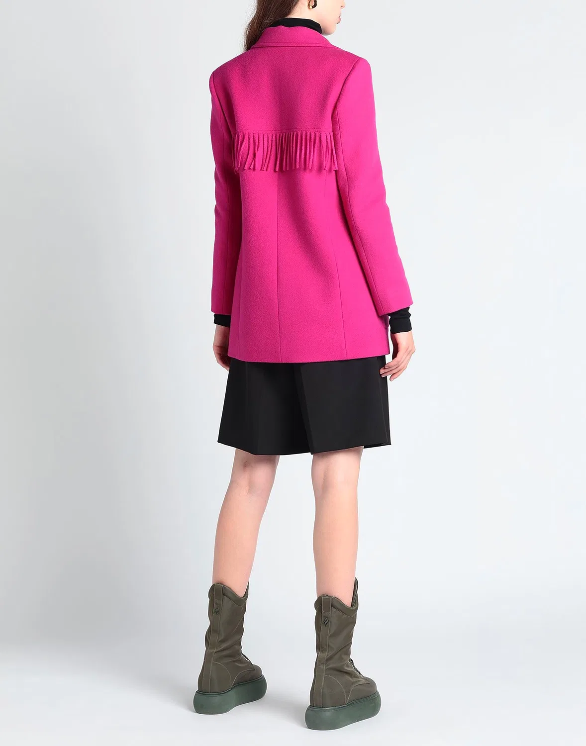 Женское однобортное пальто из фетра с бахромой Fuchsia, Saint Laurent — фото 3