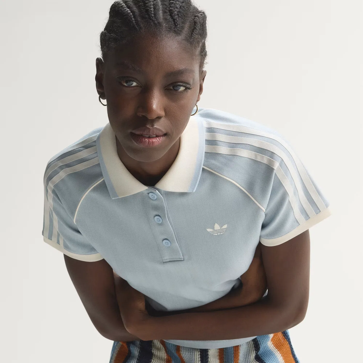 Женское поло с узором «елочка» Tweed Adidas Originals, Crystal Sky